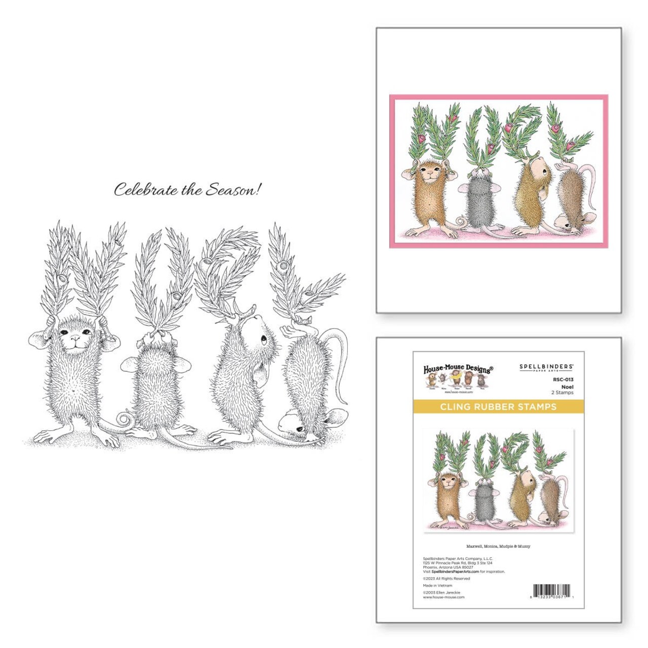 House Mouse Cling Rubber Stamp-Noel